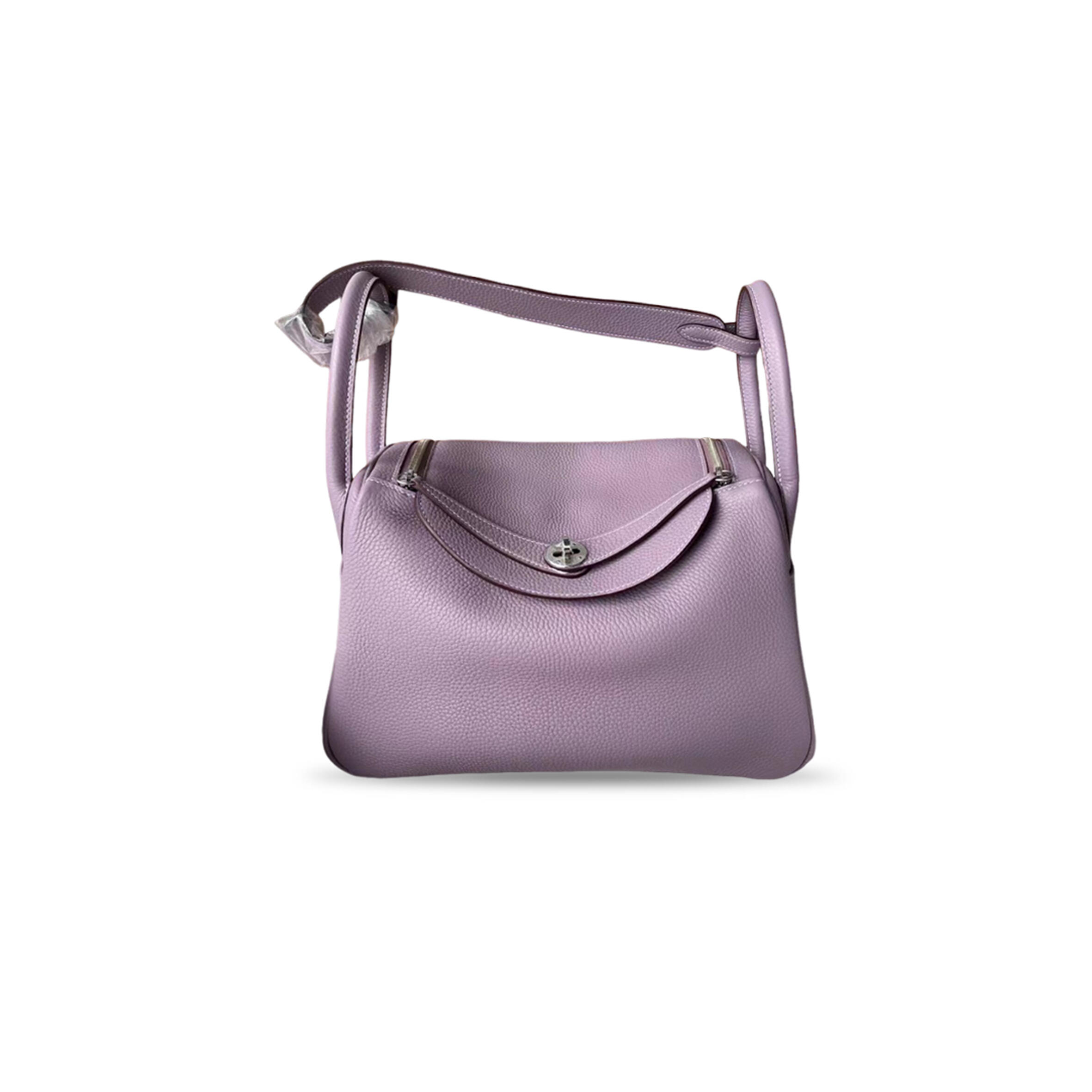 H**mes MASTER CLEMENCE LEATHER LINDY 30 SILVER BUCKLE HANDLE (30*19*16cm)